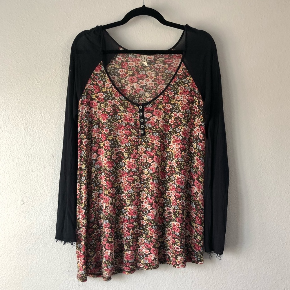 Free people floral baseball T